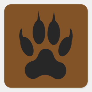 Pegatina Cuadrada Imprimir Wolf Paw