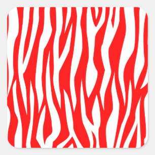 Pegatina Cuadrada Imprimir zebra roja