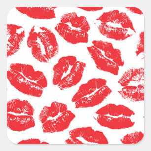 Pegatina Cuadrada Imprint Kiss Red Lips: Vieja sin Marea