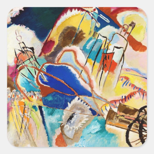 Pegatina Cuadrada Improvisación 30 (Cañones) de Wassily Kandinsky (Anverso)