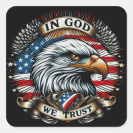 Pegatina Cuadrada "In God We Trust Eagle" D