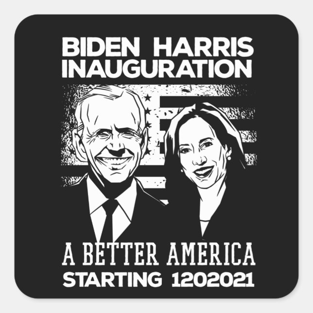 Pegatina Cuadrada Inauguración Presidencial Biden Harris 2021 (Anverso)