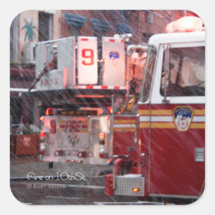 Pegatina Cuadrada Incendio en 10.º ST