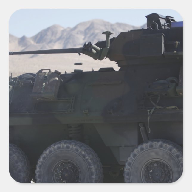 Pegatina Cuadrada Incendios de vehículos blindados ligeros (Anverso)