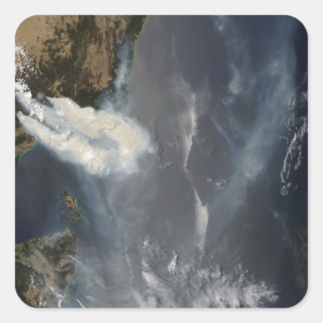 Pegatina Cuadrada Incendios y humo en el sudeste de Australia (Anverso)