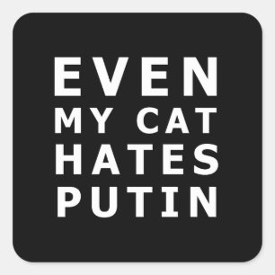 Pegatina Cuadrada Incluso mi gato odia a putin
