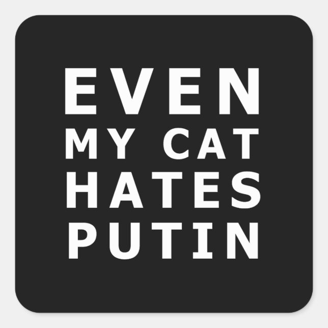 Pegatina Cuadrada Incluso mi gato odia a putin (Anverso)