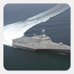 Pegatina Cuadrada Independencia de la nave de combate en el Golfo de