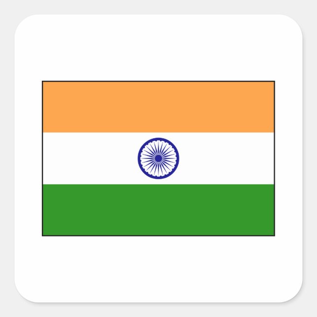 Pegatina Cuadrada India - Bandera nacional india (Anverso)