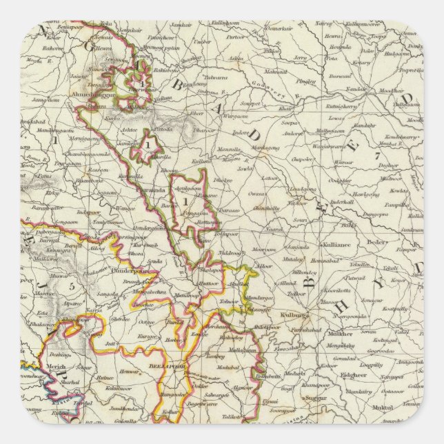 Pegatina Cuadrada India III Presidencia de Bombay (Anverso)