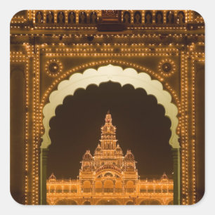 Pegatina Cuadrada INDIA, Karnataka, Mysore : Palacio del Majaraja (b