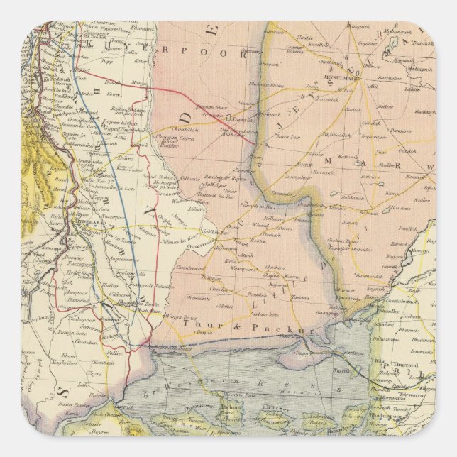 Pegatina Cuadrada India, Pakistán (Anverso)