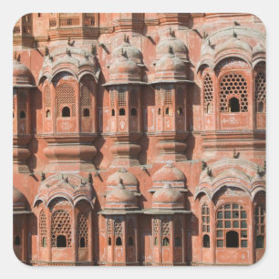 Pegatina Cuadrada INDIA, Rajasthan, Jaipur: Hawa Mahal (Palacio de l