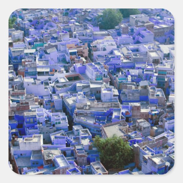 Pegatina Cuadrada INDIA, Rajasthan, Jodhpur: Ciudad azul de Jodhpur (Anverso)