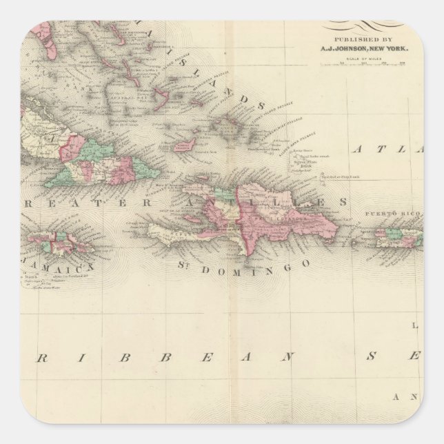 Pegatina Cuadrada Indias Occidentales 3 (Anverso)