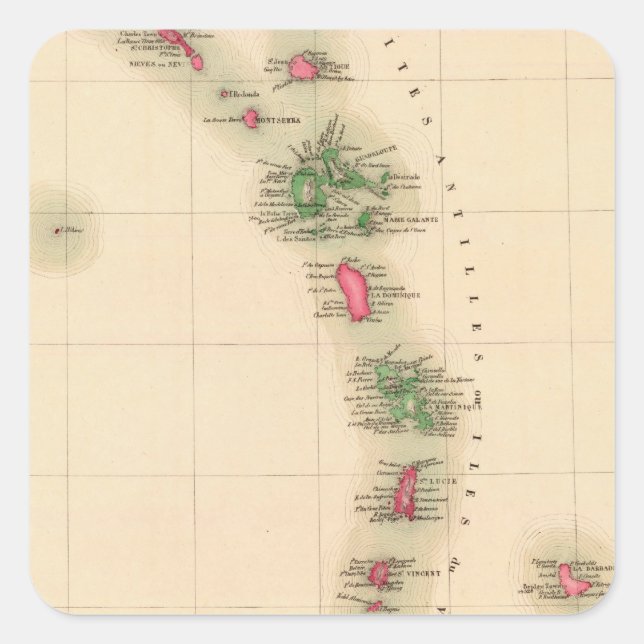 Pegatina Cuadrada Indias Occidentales 75 (Anverso)