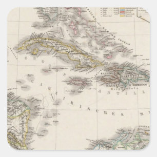 Pegatina Cuadrada Indias Occidentales y América Central