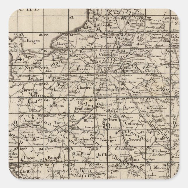 Pegatina Cuadrada Índice de Francia (Anverso)