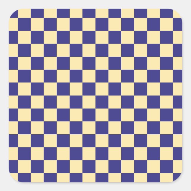 Pegatina Cuadrada Indigo and butter checkerboard pattern (Anverso)