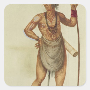 Pegatina Cuadrada Indio en pintura corporal