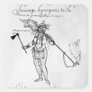 Pegatina Cuadrada Indio Iroquois de Canadá