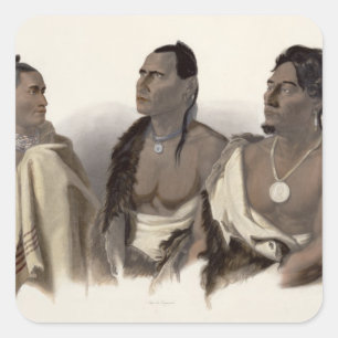Pegatina Cuadrada Indio Missouri, indio Oto y jefe de