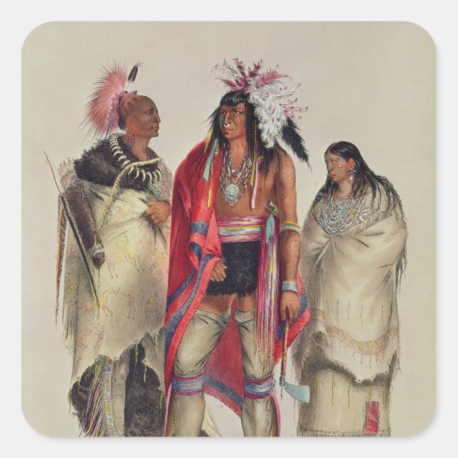Pegatina Cuadrada Indios norteamericanos, c.1832 (Anverso)