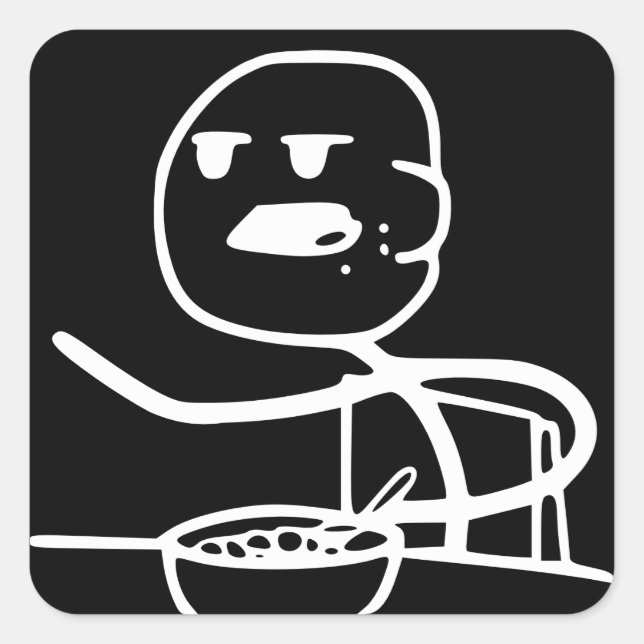 Pegatina Cuadrada Individuo de Meme del cereal (Anverso)