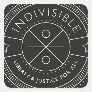 Pegatina Cuadrada Indivisible, con libertad y justicia para todos.