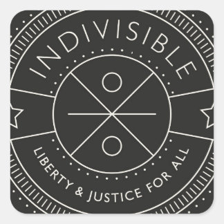 Pegatina Cuadrada Indivisible, con libertad y justicia para todos.