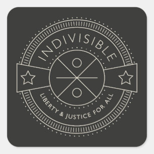Pegatina Cuadrada Indivisible, con libertad y justicia para todos.