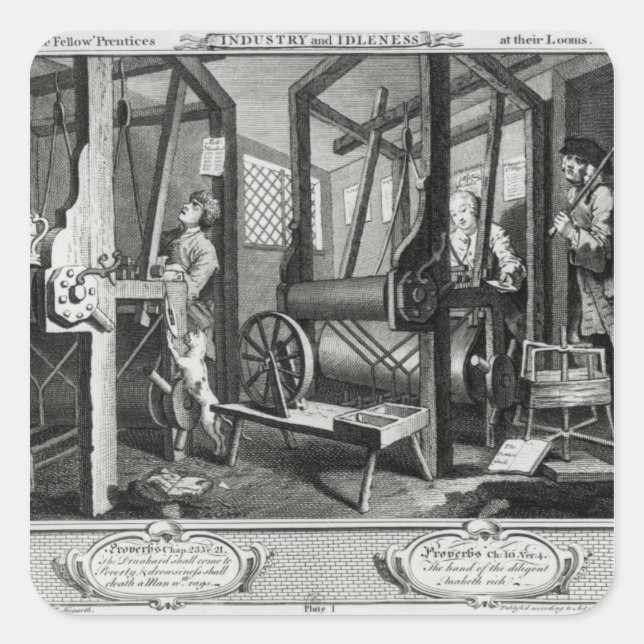 Pegatina Cuadrada Industria e inactividad (Anverso)