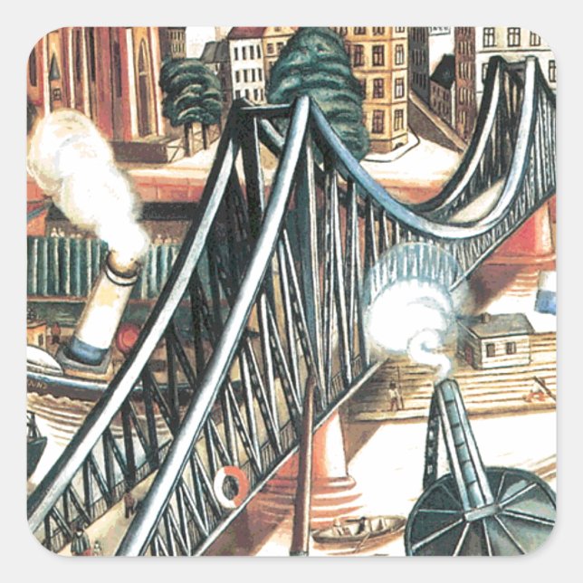 Pegatina Cuadrada Industria y comercio (Anverso)