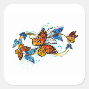 Pegatina Cuadrada Infinidad de mariposas monarca