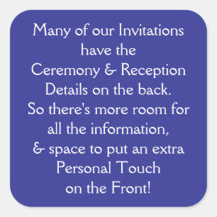 Pegatina Cuadrada Información de invitaciones