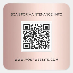 Pegatina Cuadrada información de mantenimiento de código qr para el
