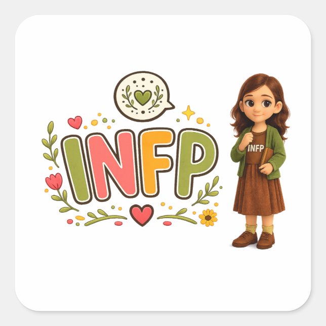 Pegatina Cuadrada INFP — A Sonhadora Criativa (Anverso)