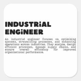 Pegatina Cuadrada Ingeniería Industrial: Optimización del Sistema y