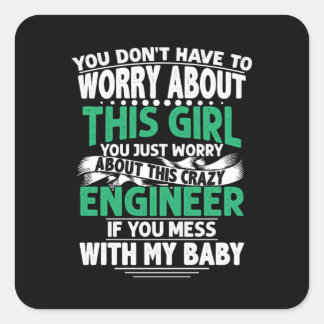 Pegatina Cuadrada Ingeniero Chica Ingeniero
