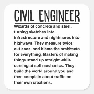 Pegatina Cuadrada Ingeniero civil