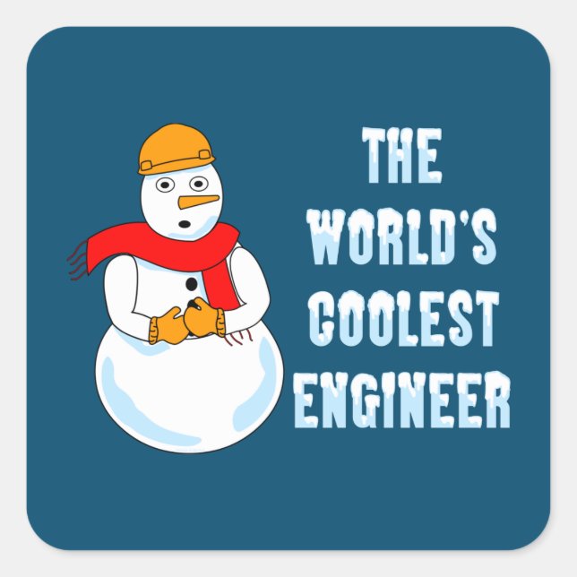 Pegatina Cuadrada Ingeniero Coolest Snowman (Anverso)