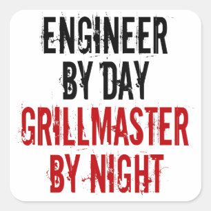 Pegatina Cuadrada Ingeniero de Grillmaster