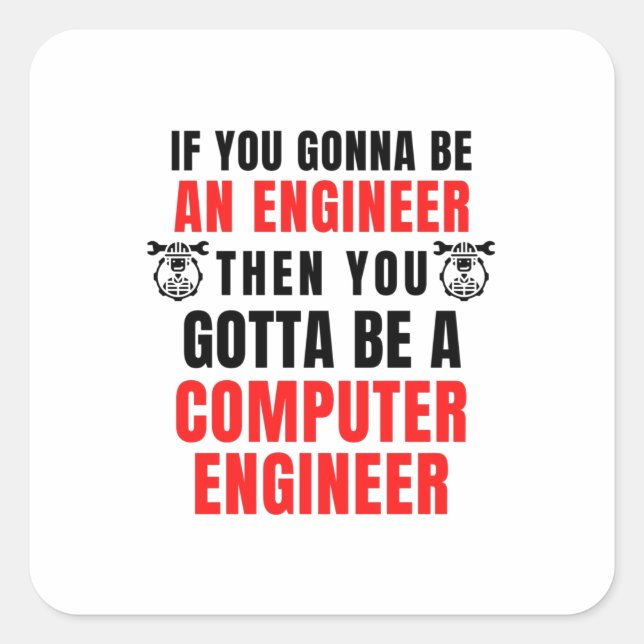 PEGATINA CUADRADA INGENIERO DE HARDWARE DE COMPUTADORA (Anverso)