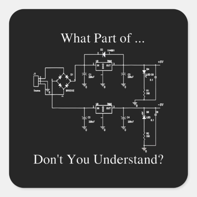 Pegatina Cuadrada Ingeniero eléctrico regalo Gracioso Sarcasmo de In (Anverso)