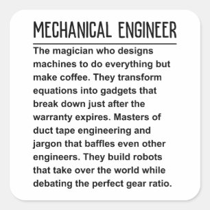 Pegatina Cuadrada Ingeniero mecánico