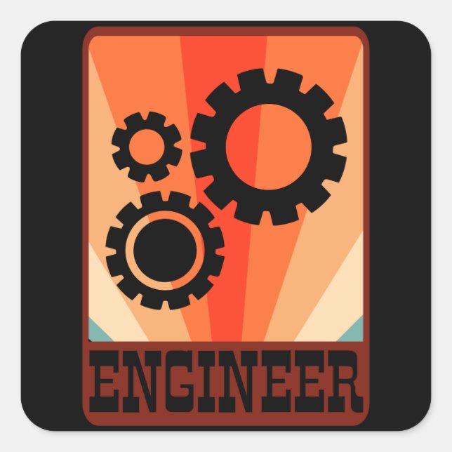 Pegatina Cuadrada Ingeniero Mecánico Graduación de Ingeniería Gradua (Anverso)