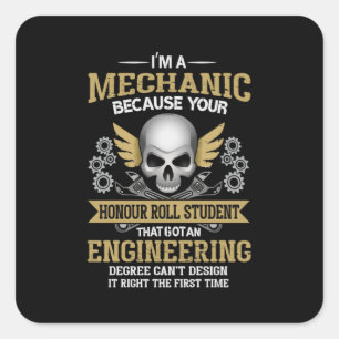 Pegatina Cuadrada Ingeniero Soy Ingeniería Mecánica