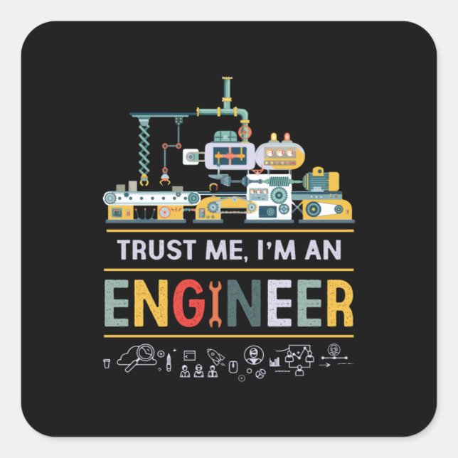 Pegatina Cuadrada Ingeniero Soy Ingeniero (Anverso)