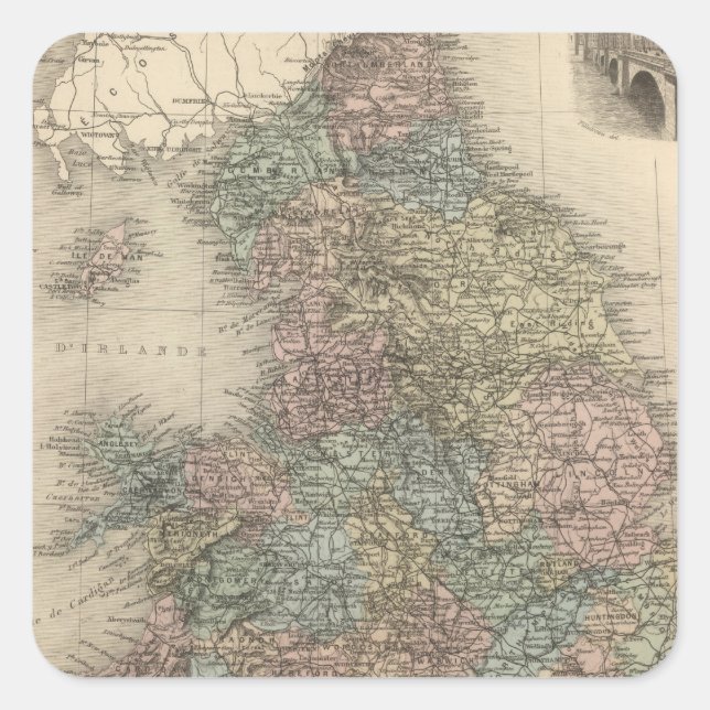 Pegatina Cuadrada Inglaterra 3 (Anverso)