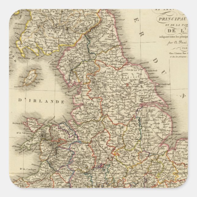 Pegatina Cuadrada Inglaterra, Gales (Anverso)